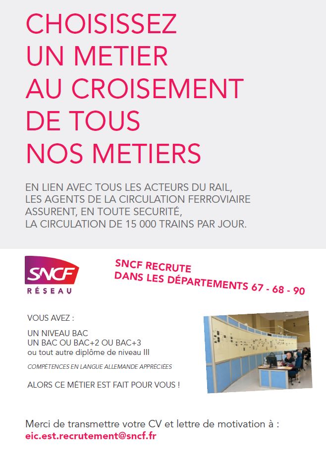 Emploi alsace - agents de la circulation ferroviaire h/f 